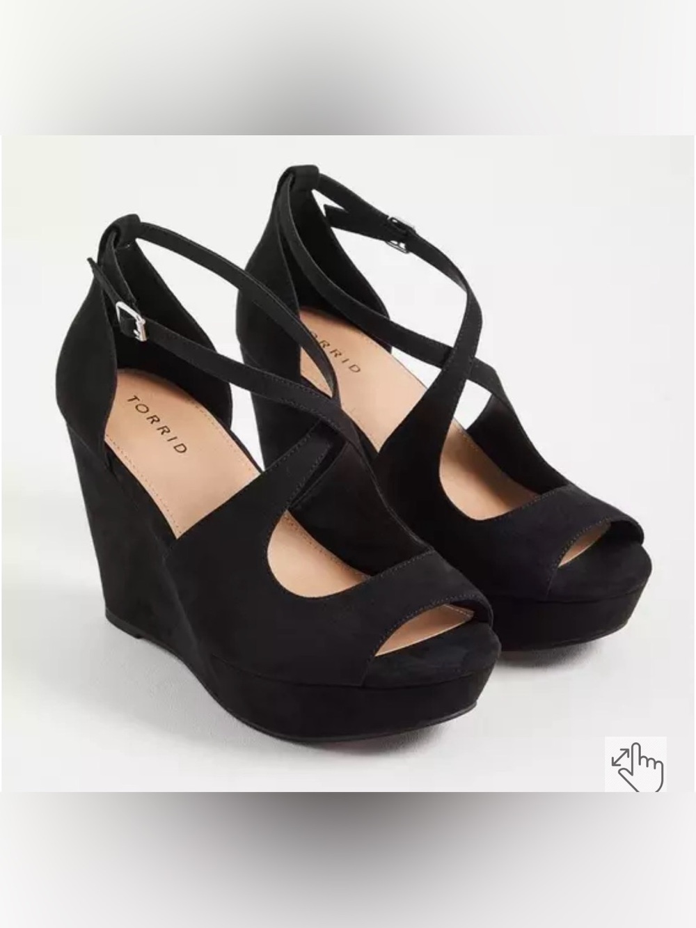torrid Black Crisscross Peep-Toe Wedge Sandals size 10